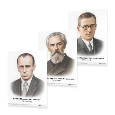 Комплект портретов литературоведов А3, 10 шт. (цветная печать)
